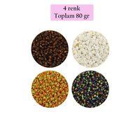Dökme Cam Kum Boncuk (11/0) 2 mm - 4 Renk - Toplam 80 Gram -  BNC406