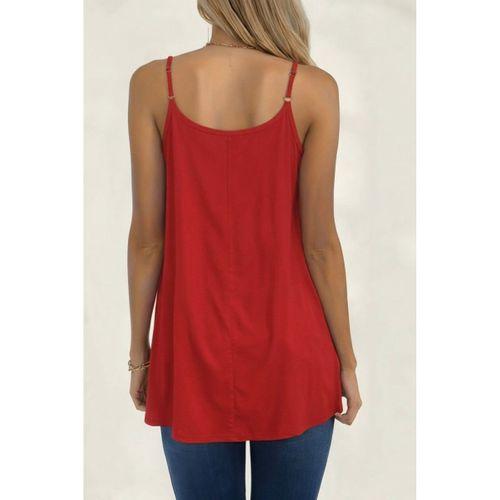 Kadın Ip Askılı Yuvarlak Yakalı Pileli Uzun Viskon Bluz