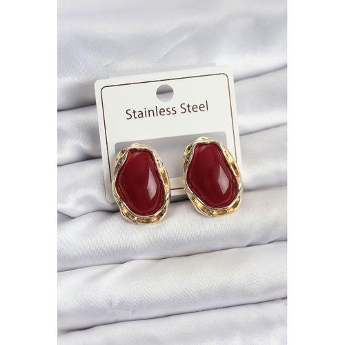 Beyaz Damla Model Pirinç Vintage Kadın Küpe