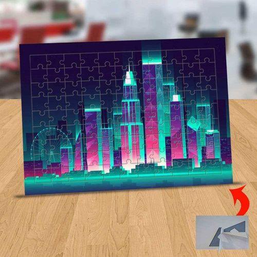 Yeşil Işıklandırmalı Binalar 99 Parça Puzzle Yapboz Tablo-12079