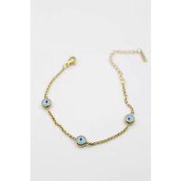 Nazarlı Zincir Çelik Bileklik - Altın