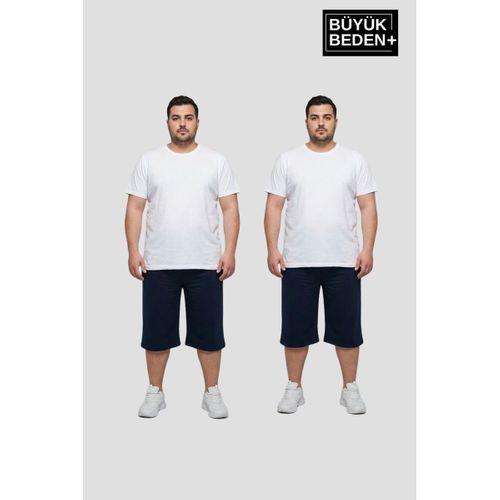Büyük Beden Erkek 2’li Kapri Şort Rahat Kalıp Seti 3XL-6XL  SPR26BSR591+2