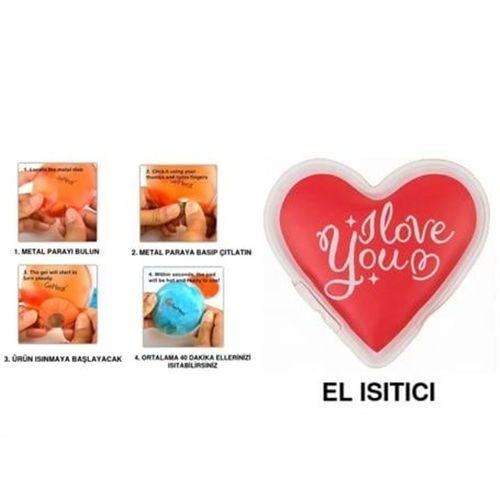 Kalpli Sevgi Mesajlı Cep Sobası,El Isıtıcı,Sıcak Su Torbası Pvc  9Cm