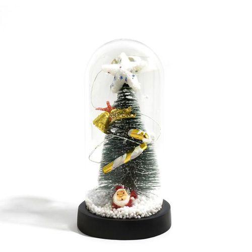 Yılbaşı Temalı Işıklı  Dekoratif Cam Fanus