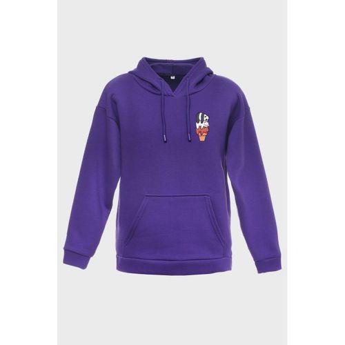 Külahta Panda  Minimal Baskılı  Üç İplik Sweatshırt Oversıze Hoodıe
