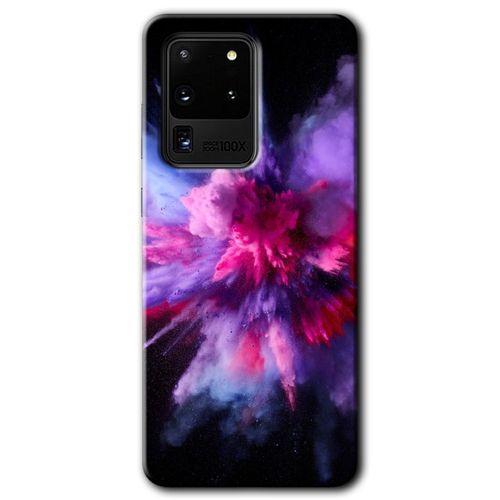 Samsung Galaxy S20 Ultra HD Baskılı Kılıf + 9D Tam Ekran Koruyucu - Color Splash Purple