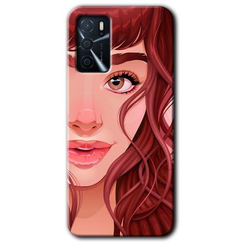 OPPO Oppo A16 Kılıf HD Desen Baskılı Arka Kapak - Kızıl Kız
