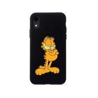 iPhone Xr Göbekli Garfield Tasarımlı Siyah Telefon Kılıfı