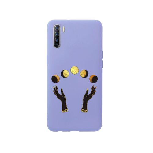 Oppo Reno 3 Ay Evreleri Desenli Premium Silikonlu Pembe Telefon Kılıfı