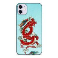 Apple Iphone 11 Kılıf Dragons (22) Tam Koruma Kılıfı Ejderha Dövme Kırmızı