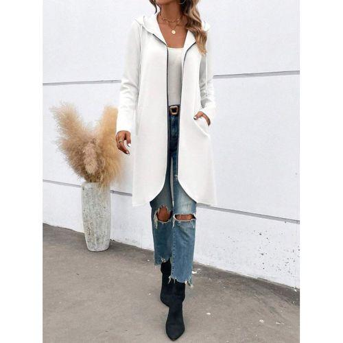 Kadın Uzun Kollu Kapşonlu önden Fermuarlı Midi Dalgıç Ceket