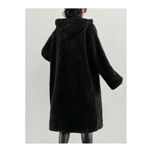 Kadın Kapüşon Ve Cep Detay Uzun Astarsız Wellsoft Ceket