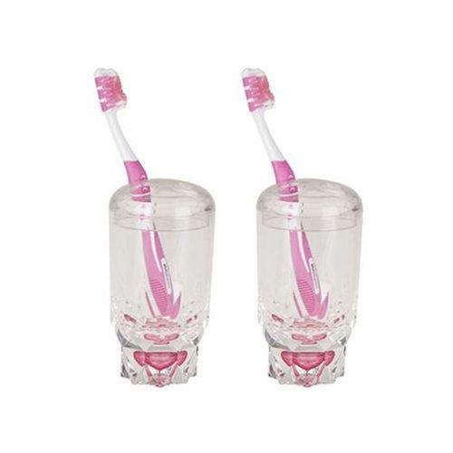 2 Adet Diş Fırçalık Kristal Damlalı Akrilik 7X7X14Cm Banyo Seti