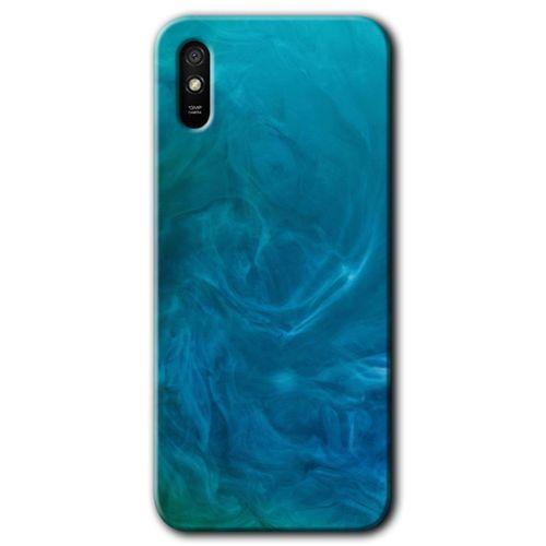 MRCİLETİSİM Xiaomi Redmi 9A Kılıf HD Desen Baskılı Arka Kapak+Temperli Cam - Mavi Aura