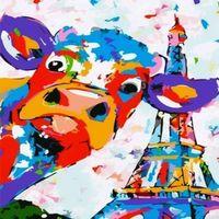 Canvas Eyfeldeki Sevimli İnek Sayılarla Boyama Seti   Rulo 90 x 110 cm