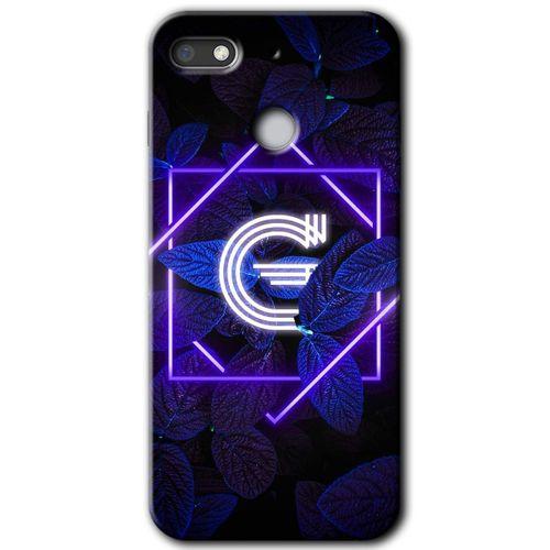 MRCİLETİSİM General Mobile GM 8 Go Kılıf HD Desen Baskılı Arka Kapak + Temperli Cam - Dark Neon Yaprak G Harfi