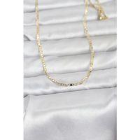 CM 14K Gold Renk Lazerli Yassı Model Zincirli 60 cm Kadın Kolye