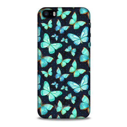 Apple Iphone 5S Kılıf Kelebek Etkisi (12) Koruyucu Silikon Beyaz Mavi