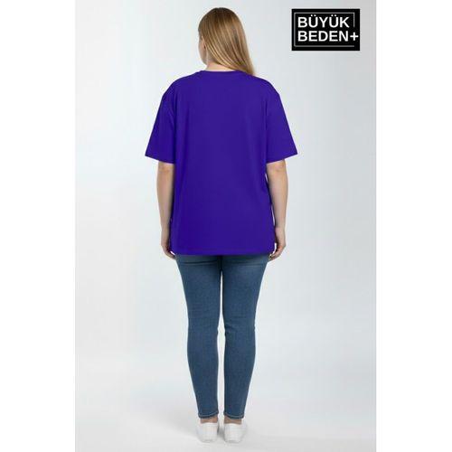 Kadın Büyük Beden El Yazılı Brooklyn Baskılı 3xl-6xl Bisiklet Yaka Tshırt SPR25BTSK510-6