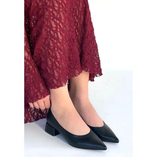 Ferla Siyah Cilt Topuklu Ayakkabı