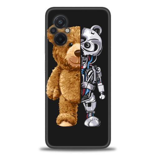 Xiaomi Poco M5 Kılıf HD Baskılı Kılıf - Ayı ve İskeleti + Tam Ekran Koruyucu