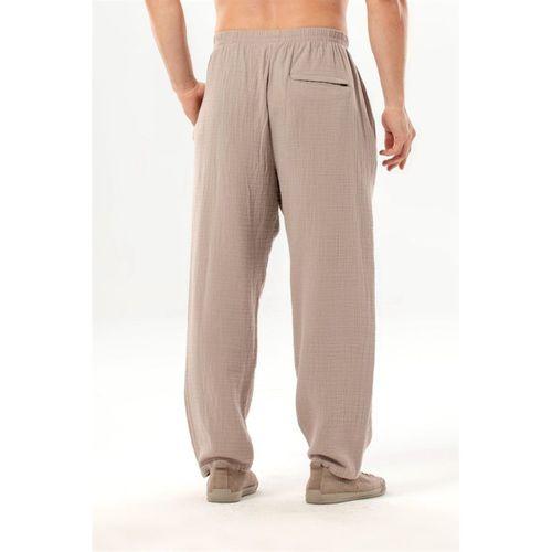 Beli Lastikli Yandan Çift Cepli Müslin Şalvar Pantolon Taş Tas