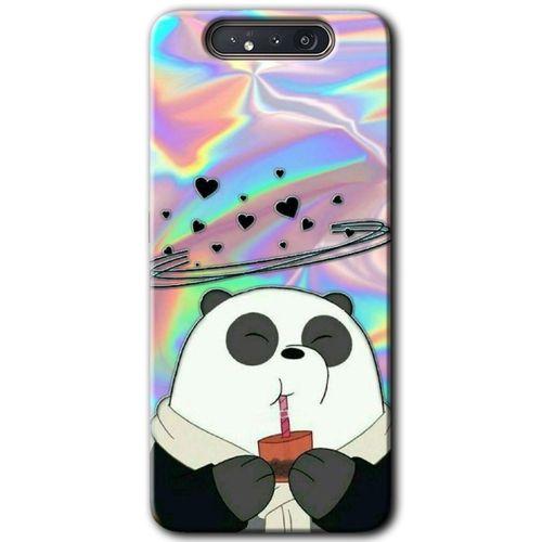 MRCİLETİSİM MRCİLETİSİM Samsung Galaxy A80 Kılıf HD Desen Baskılı Arka Kapak + Temperli Cam - Milkshake Panda