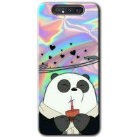 MRCİLETİSİM MRCİLETİSİM Samsung Galaxy A80 Kılıf HD Desen Baskılı Arka Kapak + Temperli Cam - Milkshake Panda