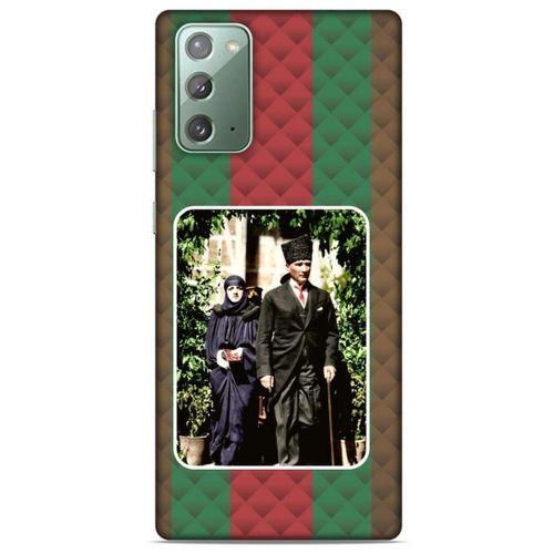 Samsung Galaxy Note 20 Kılıf Atatürk (22) Tam Koruma Kılıfı Yeşil Kırmızı