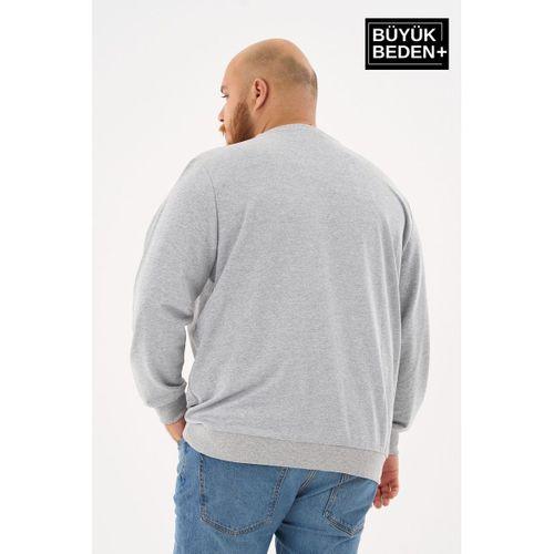 Erkek Büyük Beden Bisiklet Yaka ince Sweatshirt SPR24BSW56