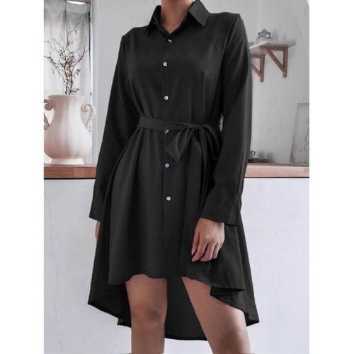 Lucky Life Kadın  Uzun Kollu ön Kısım Kısım Arka Kısım Uzun Trikoton Gömlek Elbise