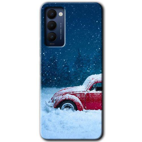 MRCİLETİSİM Tecno Camon 18T Kılıf HD Desen Baskılı Arka Kapak+Temperli Cam - Karlı Vosvos