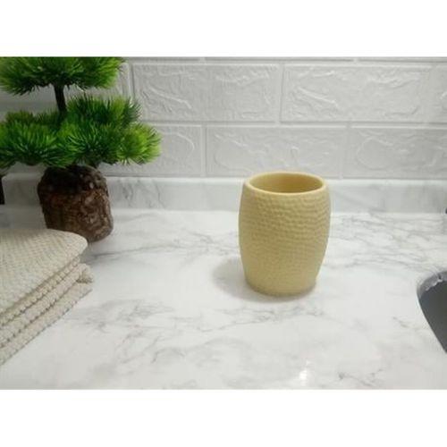 2 Adet Diş Fırçalık,Macunluk Sarı Petek Desenli Poliresin 8X8X10Cm 400Ml Banyo Seti