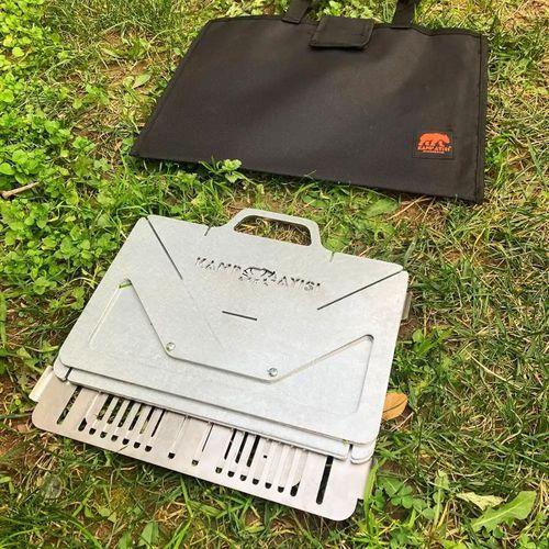 Kamp Ayısı® GrillogyBox™ Katlanır Pratik Asansörlü Mangal, 2mm Çelik, Özel Çantalı