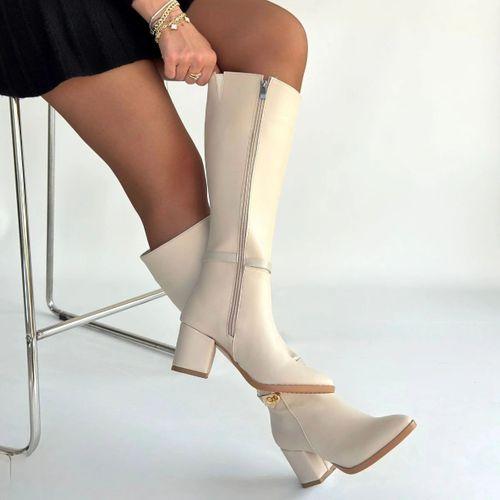 Jeoli Bej Cilt Topuklu Çizme