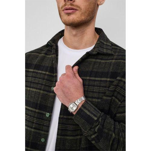 Brandon Relaxed Fit Pamuklu Geniş Çizgili Oduncu Erkek Gömlek - Yeşil