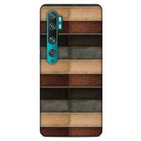 Xiaomi Mi Note 10 Kılıf Patchwork (20) Koruyucu Kılıf Bej Siyah