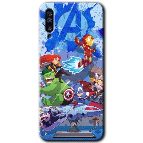Samsung Galaxy A50 Kılıf Baskılı Kapak - Avengers Cartoon +Tam Ekran Koruyucu