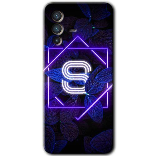 Potkal Hediye Fabrikası Vivo V23 5G Kılıf HD Desen Baskılı Arka Kapak - Dark Neon Yaprak S Harfi