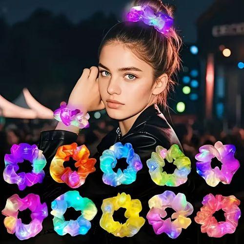 Lila Mor Renk Led Işıklı Lastikli Saç Tokası