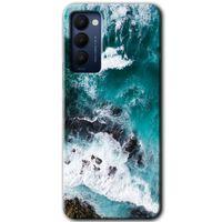MRCİLETİSİM Tecno Camon 18P Kılıf HD Desen Baskılı Arka Kapak+Temperli Cam - Deniz Kıyısı