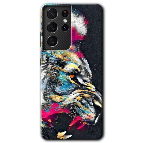 Potkal Hediye Fabrikası Samsung Galaxy S21 Ultra HD Baskılı Kılıf + 9D Tam Ekran Koruyucu - Colorfull Aslan