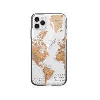 iPhone 11 Pro Dünya Harita Desenli Premium Şeffaf Silikon Kılıf