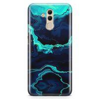 Huawei Mate 20 Lite Kılıf Yeşil Lacivert Mermer Arka Kapak Koruma Desenli Full Koruyucu