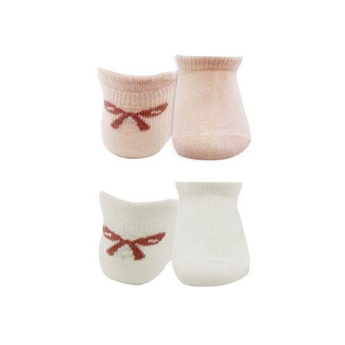 Bistyle Bistyle 2'Li Sneakers Smile Penye Çorap BS20106 Pembe Ekru