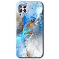 Huawei P40 Lite Kılıf Baskılı Kapak - Mavi Buzul + 5D Tam Kaplayan Cam