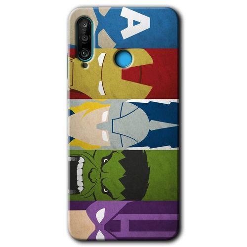 Huawei P30 Lite Kılıf Baskılı Kapak - Avengers-1 + 5D Tam Kaplayan Cam