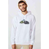 Beyaz Sulu Boya Bmw Baskılı Beyaz Erkek Kapşonlu Sweatshirt