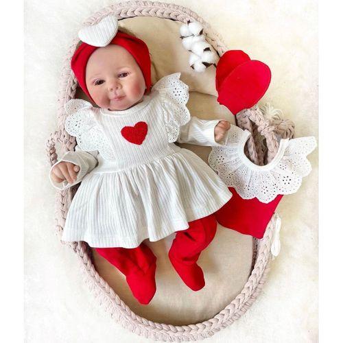 Kalp Baskılı Kutulu 5 Parça Hastane Çıkışı Seti %100 Pamuk