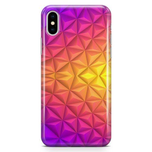Apple iPhone X Kılıf Elmas Rainbow Arka Kapak Koruma Desenli Full Koruyucu